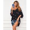 Ekouaer Women’s Sleepshirt Deep V Neck Nightgown Batwing Nightshirt Oversized Sleepwear(Black)