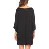 Ekouaer Women’s Sleepshirt Deep V Neck Nightgown Batwing Nightshirt Oversized Sleepwear(Black Lipprint)