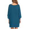Ekouaer Women’s Sleepshirt Deep V Neck Nightgown Batwing Nightshirt Oversized Sleepwear(Blue Green)