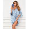 Ekouaer Women’s Sleepshirt Deep V Neck Nightgown Batwing Nightshirt Oversized Sleepwear(Blue Green Flower)