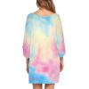 Ekouaer Women’s Sleepshirt Deep V Neck Nightgown Batwing Nightshirt Oversized Sleepwear(Blue Pink Tie Dye)