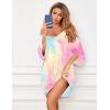 Ekouaer Women’s Sleepshirt Deep V Neck Nightgown Batwing Nightshirt Oversized Sleepwear(Blue Pink Tie Dye)
