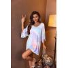 Ekouaer Women’s Sleepshirt Deep V Neck Nightgown Batwing Nightshirt Oversized Sleepwear(Blue Purple Tie Dye)