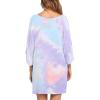 Ekouaer Women’s Sleepshirt Deep V Neck Nightgown Batwing Nightshirt Oversized Sleepwear(Blue Purple Tie Dye)