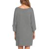 Ekouaer Women’s Sleepshirt Deep V Neck Nightgown Batwing Nightshirt Oversized Sleepwear(Gray)