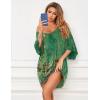 Ekouaer Women’s Sleepshirt Deep V Neck Nightgown Batwing Nightshirt Oversized Sleepwear(Green Flower)