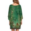 Ekouaer Women’s Sleepshirt Deep V Neck Nightgown Batwing Nightshirt Oversized Sleepwear(Green Flower)