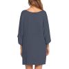 Ekouaer Women’s Sleepshirt Deep V Neck Nightgown Batwing Nightshirt Oversized Sleepwear(Grey Letters)