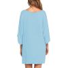 Ekouaer Women’s Sleepshirt Deep V Neck Nightgown Batwing Nightshirt Oversized Sleepwear(Light Blue)