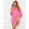 Ekouaer Women’s Sleepshirt Deep V Neck Nightgown Batwing Nightshirt Oversized Sleepwear(Light Pink)