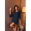 Ekouaer Women’s Sleepshirt Deep V Neck Nightgown Batwing Nightshirt Oversized Sleepwear(Navy)