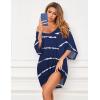 Ekouaer Women’s Sleepshirt Deep V Neck Nightgown Batwing Nightshirt Oversized Sleepwear(Navy White Striped)