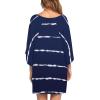 Ekouaer Women’s Sleepshirt Deep V Neck Nightgown Batwing Nightshirt Oversized Sleepwear(Navy White Striped)
