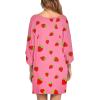 Ekouaer Women’s Sleepshirt Deep V Neck Nightgown Batwing Nightshirt Oversized Sleepwear(Pink Strawberry)