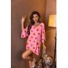 Ekouaer Women’s Sleepshirt Deep V Neck Nightgown Batwing Nightshirt Oversized Sleepwear(Pink Strawberry)