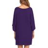 Ekouaer Women’s Sleepshirt Deep V Neck Nightgown Batwing Nightshirt Oversized Sleepwear(Purple)