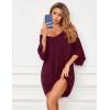 Ekouaer Women’s Sleepshirt Deep V Neck Nightgown Batwing Nightshirt Oversized Sleepwear(Wine Red)