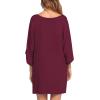 Ekouaer Women’s Sleepshirt Deep V Neck Nightgown Batwing Nightshirt Oversized Sleepwear(Wine Red)