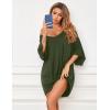 Ekouaer Women’s Sleepshirt Deep V Neck Nightgown Batwing Nightshirt Oversized Sleepwear(Z-army Green)