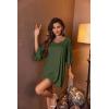 Ekouaer Women’s Sleepshirt Deep V Neck Nightgown Batwing Nightshirt Oversized Sleepwear(Z-army Green)