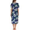 Ekouaer Womens Snap Front Dusters Cotton Housecoat Short Sleeve Nightgown House Dress With Pockets(Blue Floral)