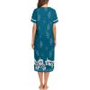 Ekouaer Womens Snap Front Dusters Cotton Housecoat Short Sleeve Nightgown House Dress With Pockets(Blue White Floral)