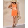 Ekouaer Women’s Tank Nightgown V Neck Sleepshirts Soft Sleeveless Chemise Nightdress S-XXL(Orange Letter)