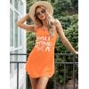 Ekouaer Women’s Tank Nightgown V Neck Sleepshirts Soft Sleeveless Chemise Nightdress S-XXL(Orange Letter)