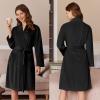 Ekouaer Women’s Velour Bathrobe – Knee Length, Warm, Plush, Long Sleeve Lounge Robe(Black)