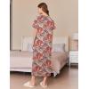 Ekouaer Women’s Zipper Robes Full Length Short Sleeve Housecoats House Dress with Pockets Loungewear Nightgown Red Flower,L