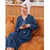 Ekouaer Zipper Robes for Women Long Knit Bathrobes Lightweight Full Length Housecoat with Pockets Nightgown S-3XL(Blue)