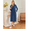 Ekouaer Zipper Robes for Women Long Knit Bathrobes Lightweight Full Length Housecoat with Pockets Nightgown S-3XL(Blue)