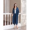Ekouaer Zipper Robes for Women Long Knit Bathrobes Lightweight Full Length Housecoat with Pockets Nightgown S-3XL(Blue)
