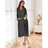 Ekouaer Zipper Robes for Women Long Knit Bathrobes Lightweight Full Length Housecoat with Pockets Nightgown S-3XL(Deep Gray)