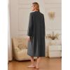 Ekouaer Zipper Robes for Women Long Knit Bathrobes Lightweight Full Length Housecoat with Pockets Nightgown S-3XL(Deep Gray)