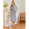 Ekouaer Zipper Robes for Women Long Knit Bathrobes Lightweight Full Length Housecoat with Pockets Nightgown S-3XL(Light Gray)