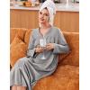 Ekouaer Zipper Robes for Women Long Knit Bathrobes Lightweight Full Length Housecoat with Pockets Nightgown S-3XL(Light Gray)