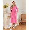 Ekouaer Zipper Robes for Women Long Knit Bathrobes Lightweight Full Length Housecoat with Pockets Nightgown S-3XL(Peach)