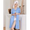 Ekouaer Zipper Robes for Women Short Sleeve House Coats Lightweight Bathrobe Nightgowns with Pockets S-3XL(Light Blue New)