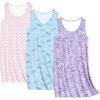 Ekouaer 3 Pack Nightgowns for Women Sleeveless Sleepwear Button Down Nightshirt Wide Strap Tank Sleep Shirt S-3XL(Butterfly+hearts+pink Print)