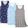 Ekouaer 3 Pack Nightgowns for Women Sleeveless Sleepwear Button Down Nightshirt Wide Strap Tank Sleep Shirt S-3XL(Butterfly+navy Moon+grey Star)