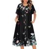 Ekouaer House Dress for Women Button Down Nightgown Short Sleeve Housecoat with pockets S-4XL(Black Butterfly)