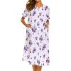 Ekouaer House Dress for Women with Pockets Button Down Duster Housecoat Short Sleeve Mumu Nightgown S-XXXL(White Flower)