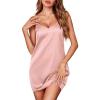 Ekouaer Lingerie for Women Silk Nightgown Satin Sleep Dress Sleeveless Sleepwear Mini Slip Chemise S-XXL(Pink)
