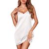 Ekouaer Lingerie for Women Silk Nightgown Satin Sleep Dress Sleeveless Sleepwear Mini Slip Chemise S-XXL(White)