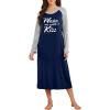 Ekouaer Long Sleeve Nightgowns for Women Calf Length Sleep Shirts Crew Neck Soft Nightshirts S-XXL(Black Kiss)