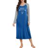 Ekouaer Long Sleeve Nightgowns for Women Calf Length Sleep Shirts Crew Neck Soft Nightshirts S-XXL(Blue Good Morning)