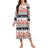 Ekouaer Long Sleeve Nightgowns for Women Calf Length Sleep Shirts Crew Neck Soft Nightshirts S-XXL(Red Christmas Deer)