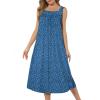 Ekouaer Long Sleeveless Nightgowns for Women Ladies Night Gown Embroidery Sleepdress Tank Nightdress Victorian Sleepshirt(Blue Paw)