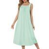 Ekouaer Long Sleeveless Nightgowns for Women Ladies Night Gown Embroidery Sleepdress Tank Nightdress Victorian Sleepshirt(Green)